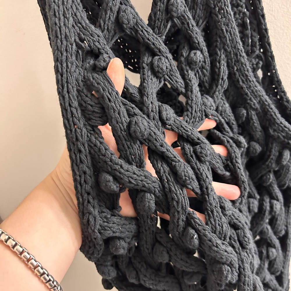 “ALEXANDER WANG”BLACK CHUNKY KNIT TOP-VEST/SIZE M/V-NECK/TUNIC LENGTH/MODERN